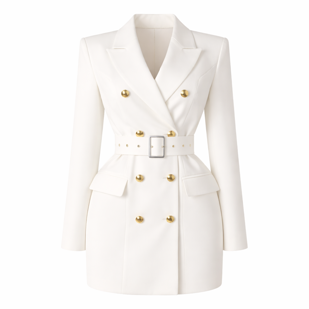 Valessa – Abito Blazer Elegante da Donna Doppiopetto con Revers, Cintura in Vita e Maniche Lunghe
