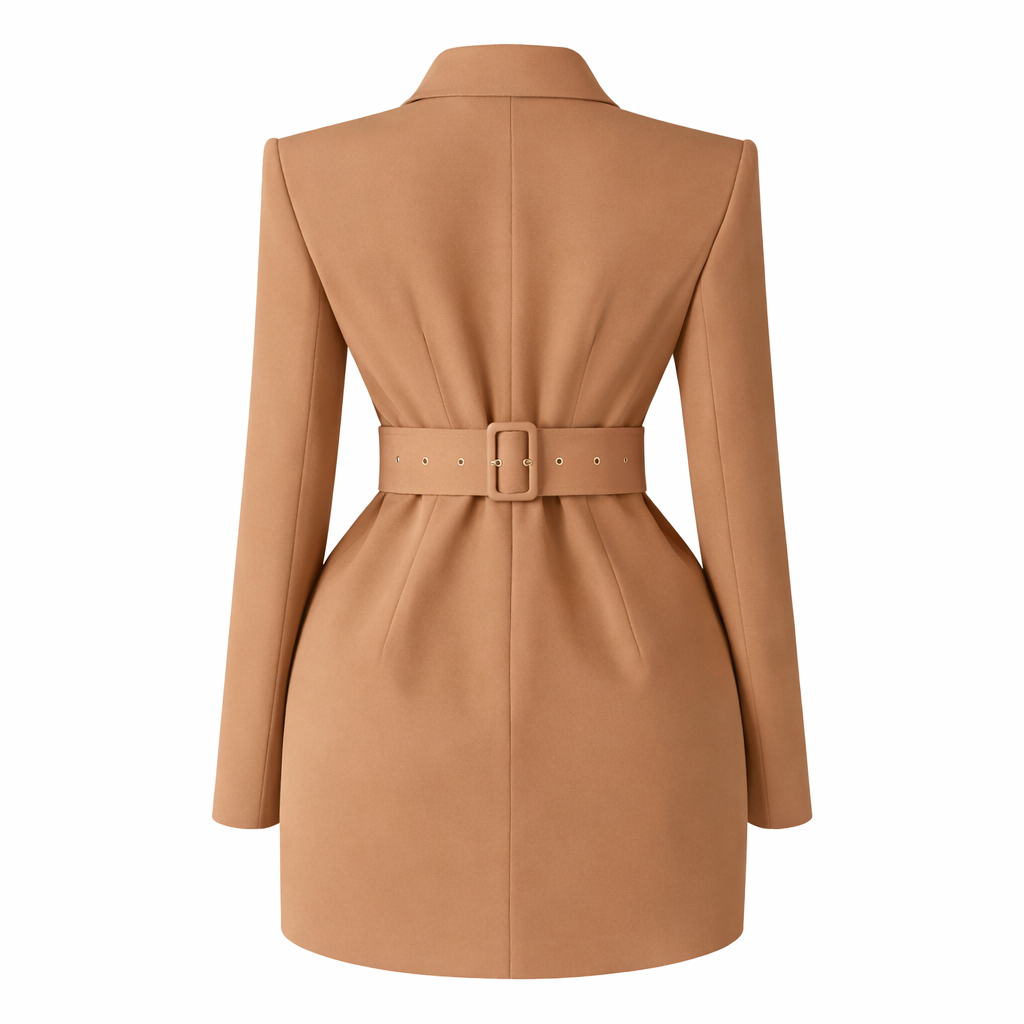 Valessa – Abito Blazer Elegante da Donna Doppiopetto con Revers, Cintura in Vita e Maniche Lunghe