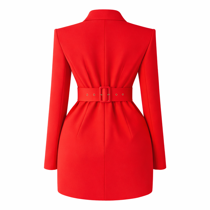 Valessa – Abito Blazer Elegante da Donna Doppiopetto con Revers, Cintura in Vita e Maniche Lunghe