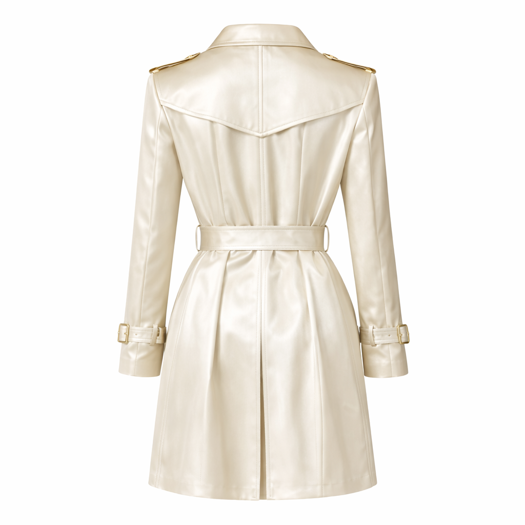 Lautaro – Trench Coat Lungo Donna in Raso Lucido Morbido con Cintura, Doppiopetto ed Elegante Design Fluttuante